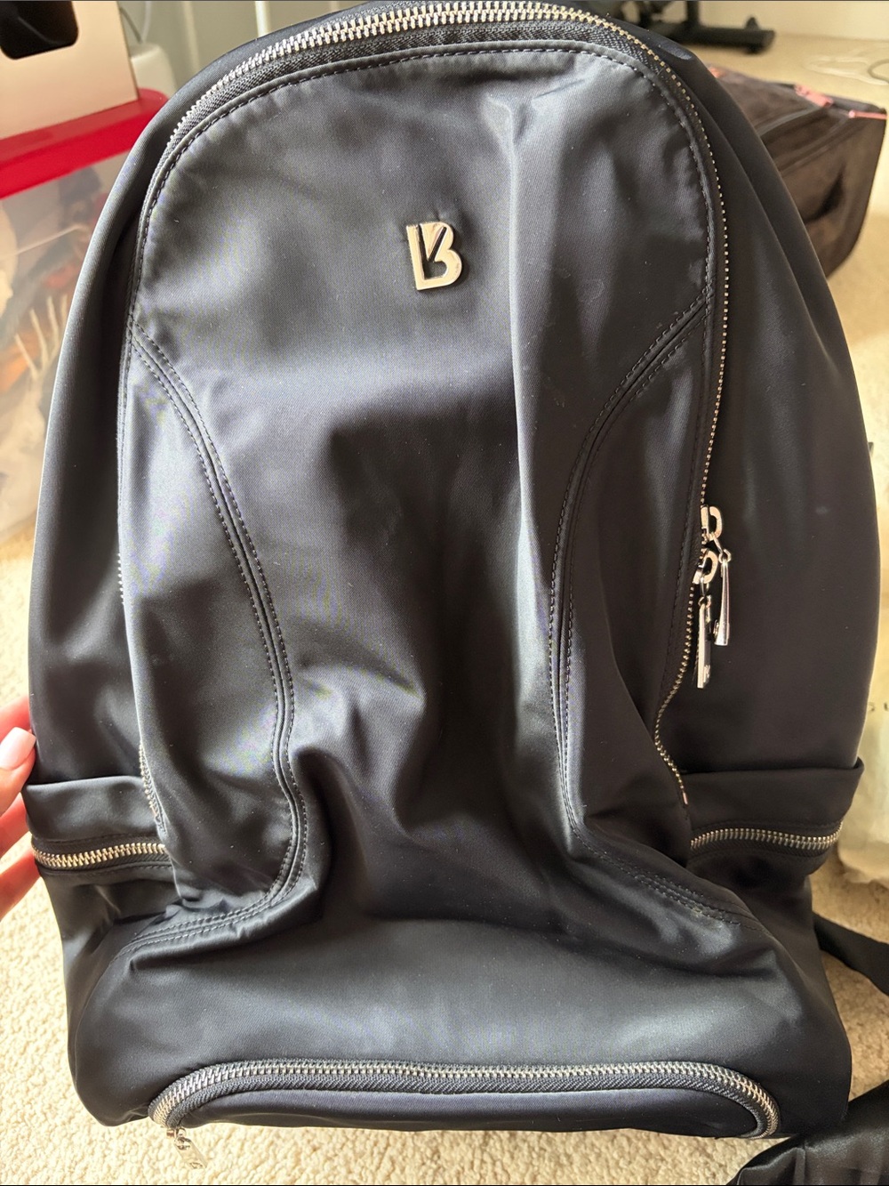 BuffBunny Black Nylon Backpack with Silver Hardware